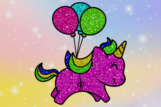 Image Coloring Book Glittered Unicorns